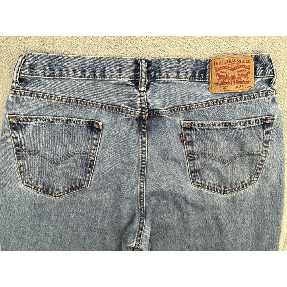Levis 560 Men Blue Denim Baggy Relaxed Comfort Fit Jeans 36x34‎ (34x31 actual)